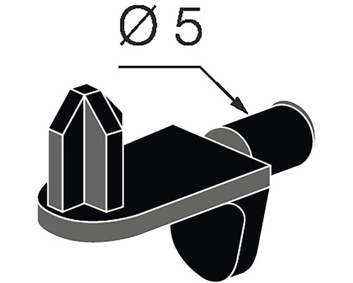 Držiak police s priemerom 5 milimetrov