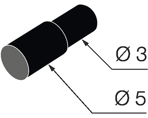 Obrázok kolíka s priemerom 3 a 5 milimetrov.