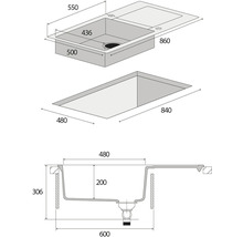 Granitový drez CONCEPT Linea 86x50 cm čierny DG10L60DG