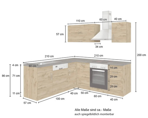 Kuchynská linka s rozmermi