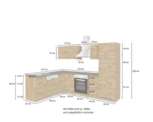 Kuchynská linka s rozmermi