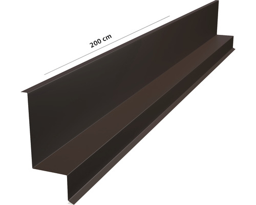 Kovová okenná rímsa s dĺžkou 200 cm.