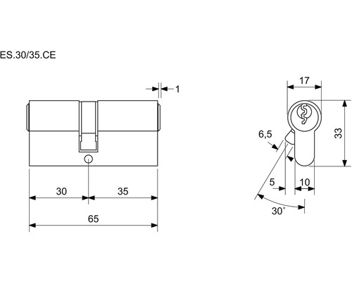 Technický nákres profilového valca s rozmermi
