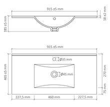 Umývadlo na skrinku Legs keramika biela 91,5 x 46,5 x 18,5 cm 36,011,63