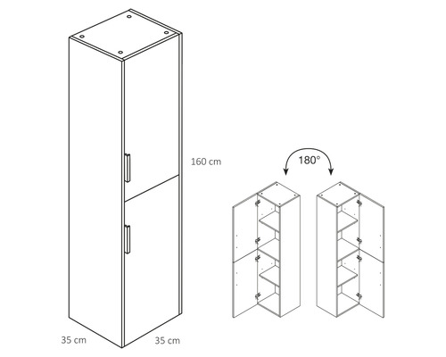 Skrinka s dvomi dvierkami, výška 160 cm, hĺbka 35 cm
