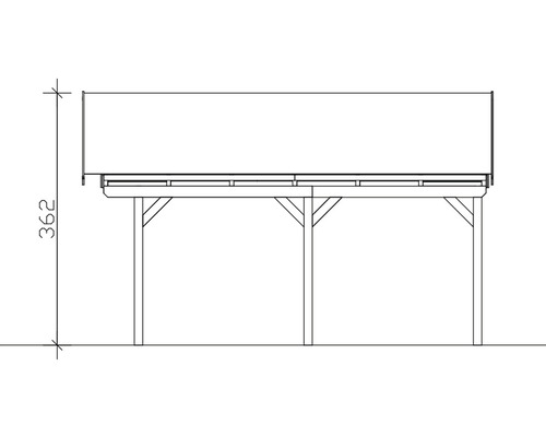 Nákres pavilónu s výškou 362 centimetrov