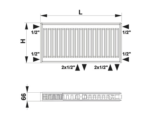 Rozmerové zobrazenie radiátora