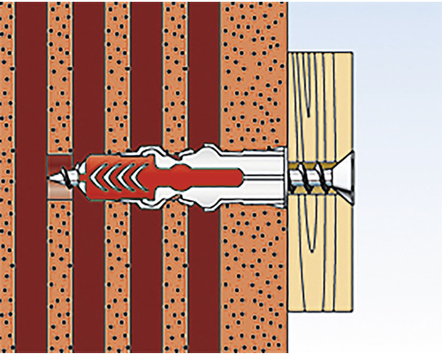 Ilustrácia upevnenia hmoždinky v stene