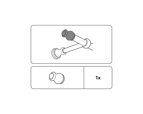 Nákres rohového spoja pre sprchové závesové tyče, jeden kus