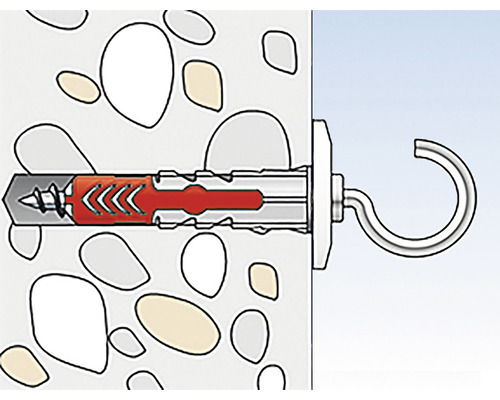 Ilustrácia hmoždinky s hákom v stene