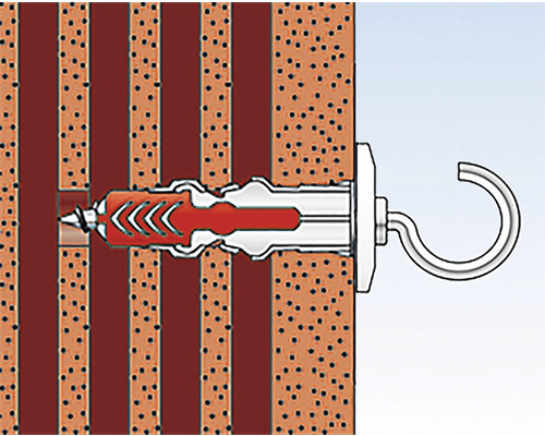 Plastová rozperná hmoždinka s hákom v stene