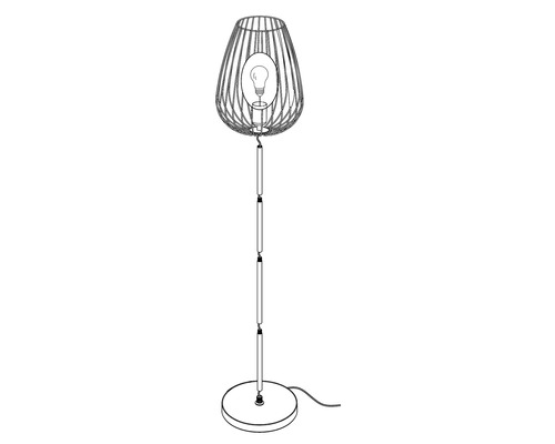 Stojacia lampa s kovovým lamelovým tienidlom a žiarovkou