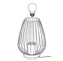 Dekoratívna stolná lampa s tienidlom v tvare klietky a žiarovkou