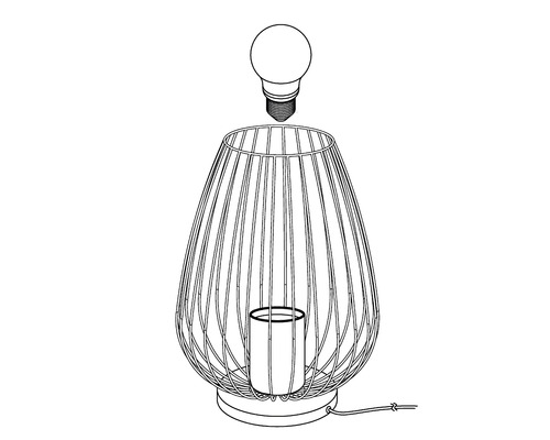 Dekoratívna stolná lampa s tienidlom v tvare klietky a žiarovkou