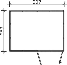 Technický nákres kontajnera s rozmermi 337 x 253 centimetrov.