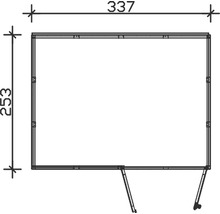 Technický nákres rámu s rozmermi 337 a 253