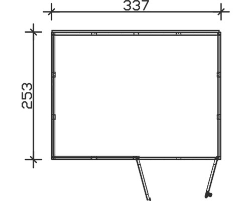Technický nákres rámu s rozmermi 337 a 253