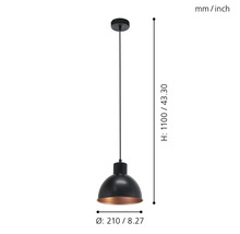 Závesná lampa s rozmermi