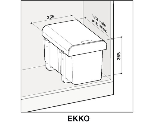 Nákres odpadkového koša s uvedením rozmerov