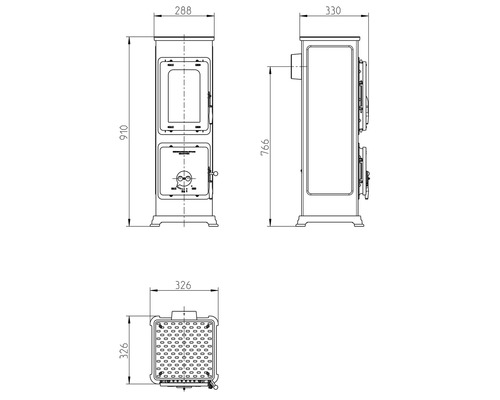 Technický nákres kachlí s rozmermi