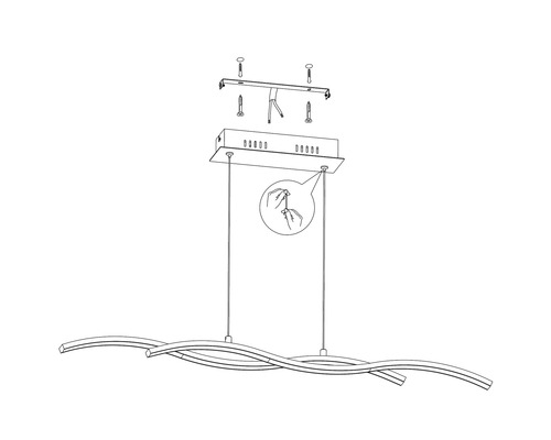 Obrázok LED závesného svietidla a upevňovacieho materiálu