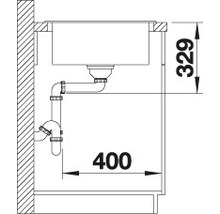 Nákres drezu s rozmermi 329 a 400