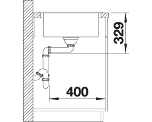 Nákres drezu s rozmermi 329 a 400