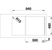 Rozmery drezu: 840 x 480 mm