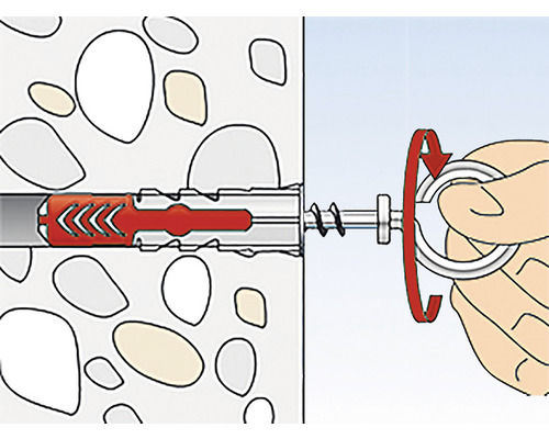 Ilustrácia montáže hmoždinky do steny