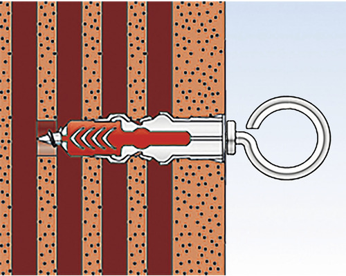 Ilustrácia upevnenia hmoždinky v stene s hákom