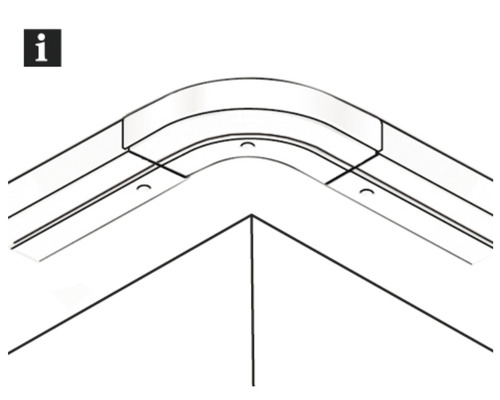 Ilustrácia rohového spoja pre záclonovú lištu