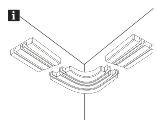 Ilustrácia rohového konektora pre káblové žľaby