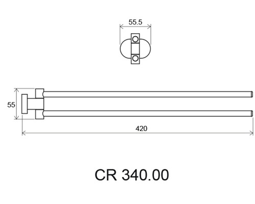 Technický výkres držiaka na uteráky s rozmermi