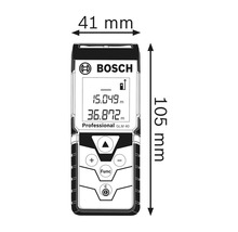 Obrázok laserového diaľkomeru Bosch GLM 40 Professional s rozmermi 41 mm šírky a 105 mm výšky.