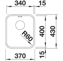 Nerezový drez Blanco SUPRA 340-U 430 x 370 mm kefovaná nehrdzavejúca oceľ 518199