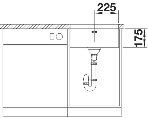 Nákres drezu s rozmermi 225 a 175 mm