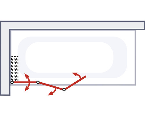 Nákres vane s armatúrou a polomerom pohybu