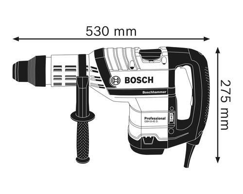 Vŕtacie kladivo Bosch s rozmermi 530 mm x 275 mm