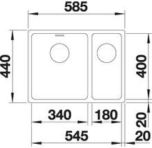 Nerezový drez Blanco ANDANO 340/180-U 440 x 585 mm ušľachtilá oceľ 522977