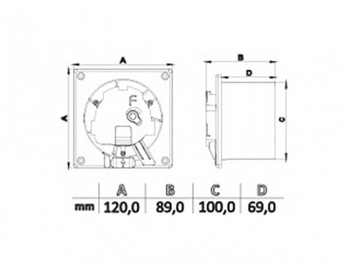 Technický výkres s rozmermi produktu