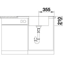 Nákres drezu s rozmermi 355 x 210