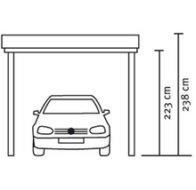 Obrázok prístrešku pre auto s výškou 223 cm a 238 cm