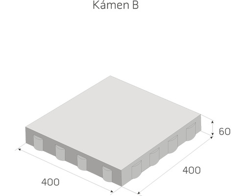Obrázok dlažobného kameňa s rozmermi 400 x 400 x 60 mm