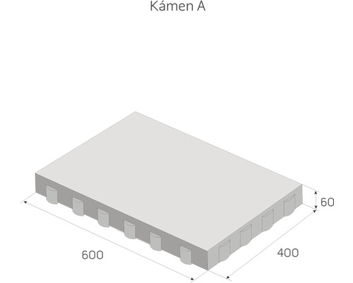 Ilustrácia dlažobného kameňa s rozmermi 600 x 400 x 60 mm