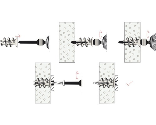 Zobrazenie montáže hmoždinky do dutých stien