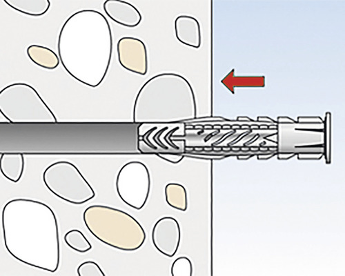 Hmoždinka v stene so šípkou