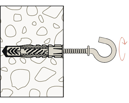 Ilustrácia skrutky s hmoždinkou v stene