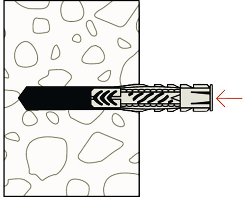 Ilustrácia hmoždinky v betónovej stene