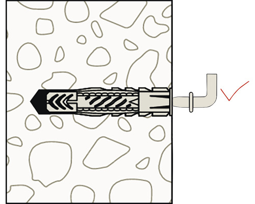 Ilustrácia hmoždinky v betónovej stene.