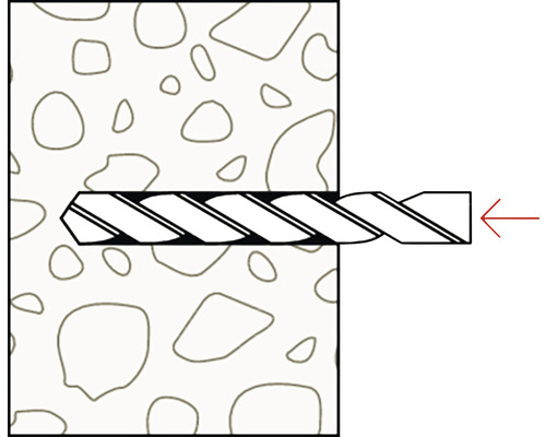 Zobrazenie vrtáka prenikajúceho do steny.
